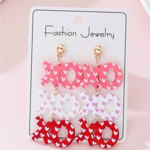 Fashion Jewelry Pink and Red XOXO Earrings